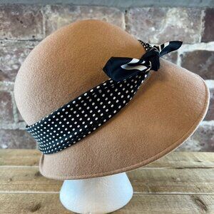 Bettina Raffaello Bettoni Women 100% Wool Brown Fedora Ribbon Bow Hat Sz Medium